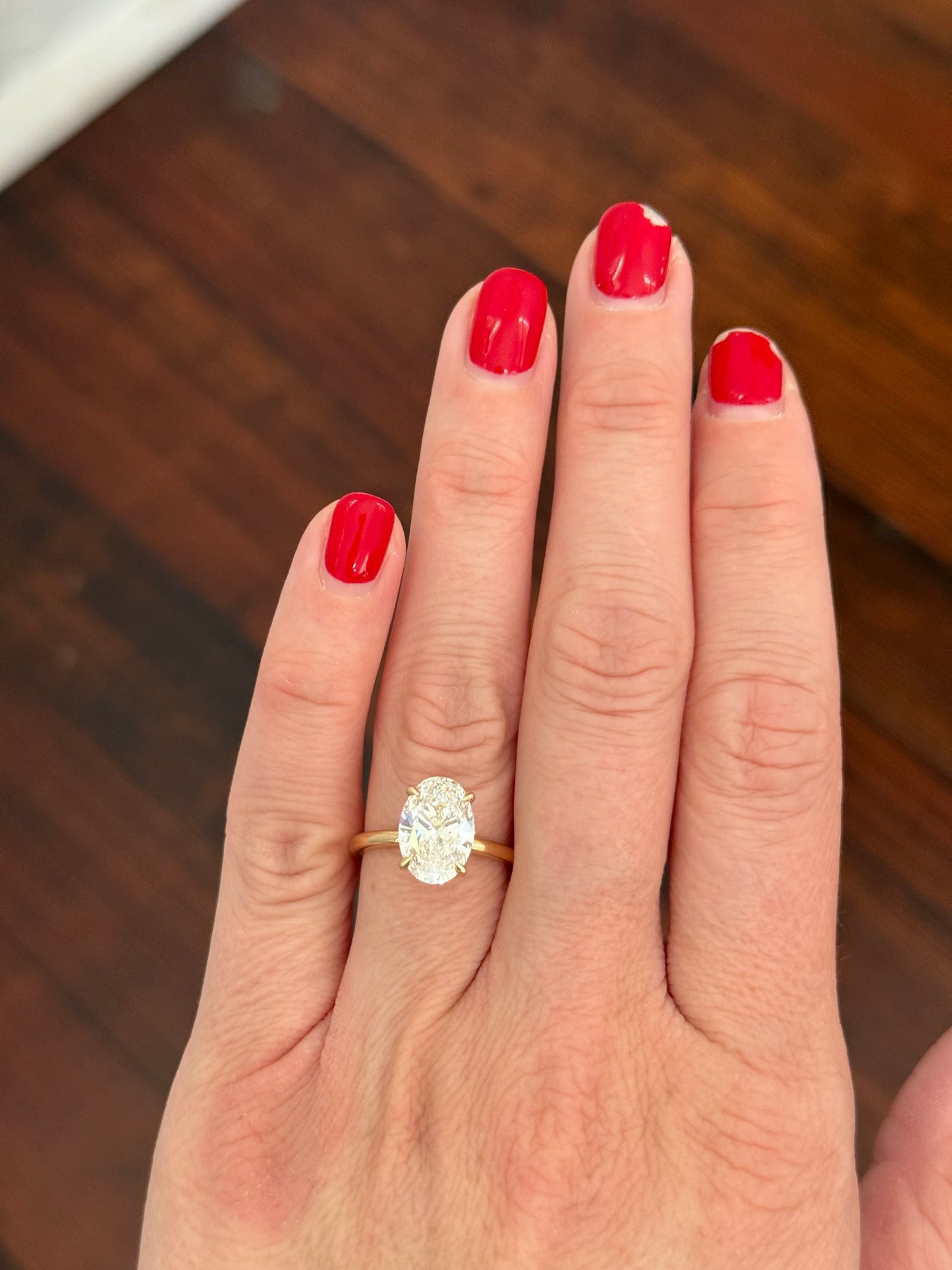 Yellow gold IGI certified oval lab diamond ring