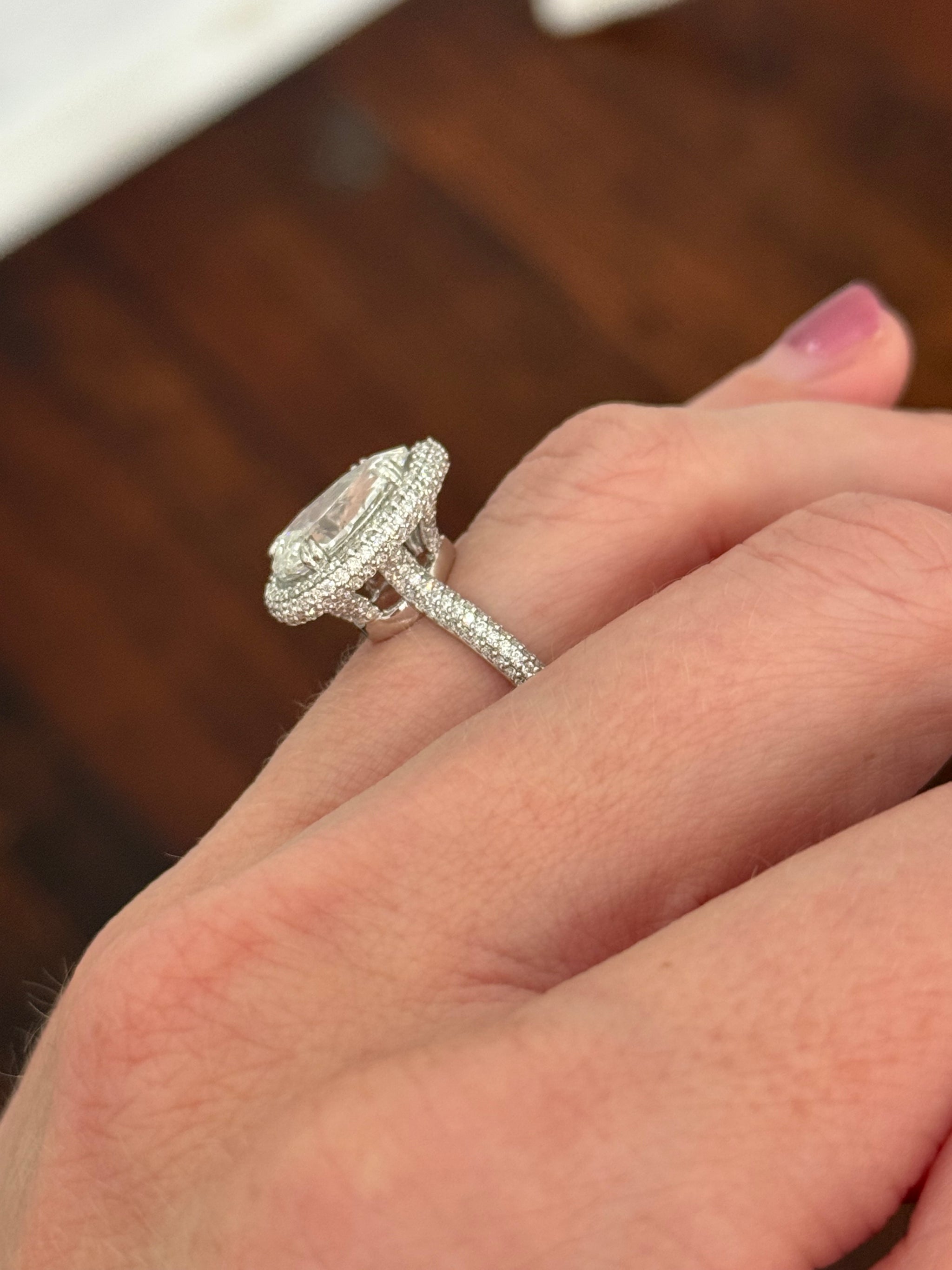 White gold pear shape and round lab diamond ring