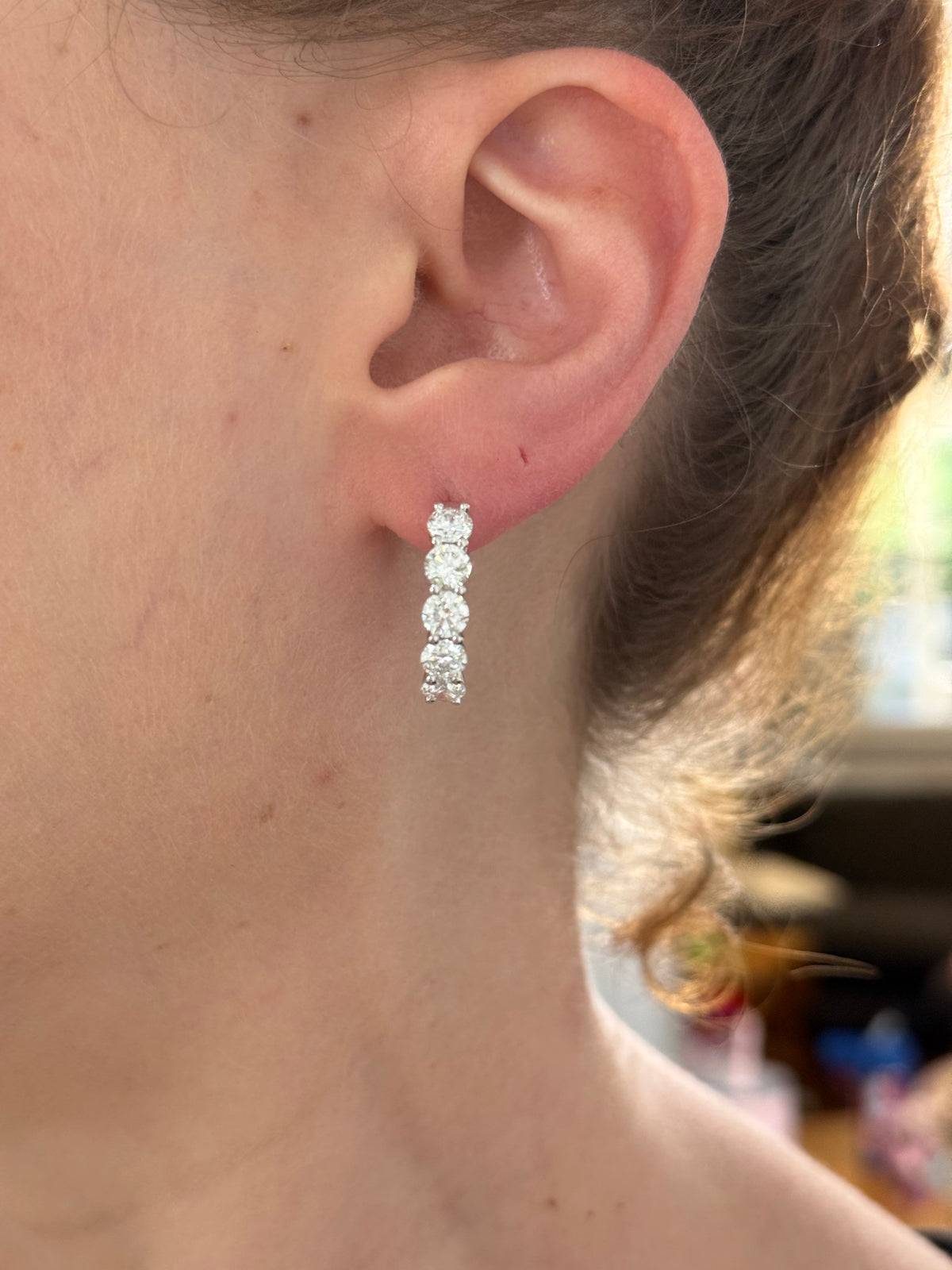 21.6mm white gold 4.18ct lab diamond hoop earrings