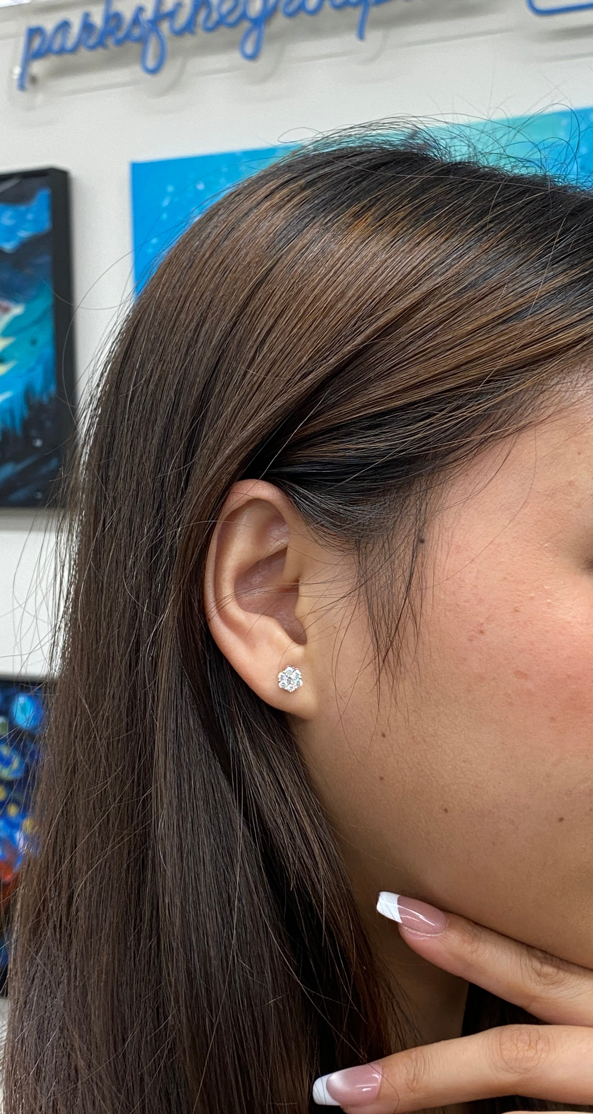 0.50CT Lab-Grown Diamond Sterling Silver Flower Earrings