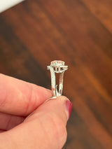 White gold pink and white lab diamond ring