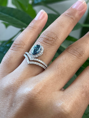 *Premade* 1.75 cttw Pear Fancy Blue Lab Grown Diamond Halo Engagement Ring