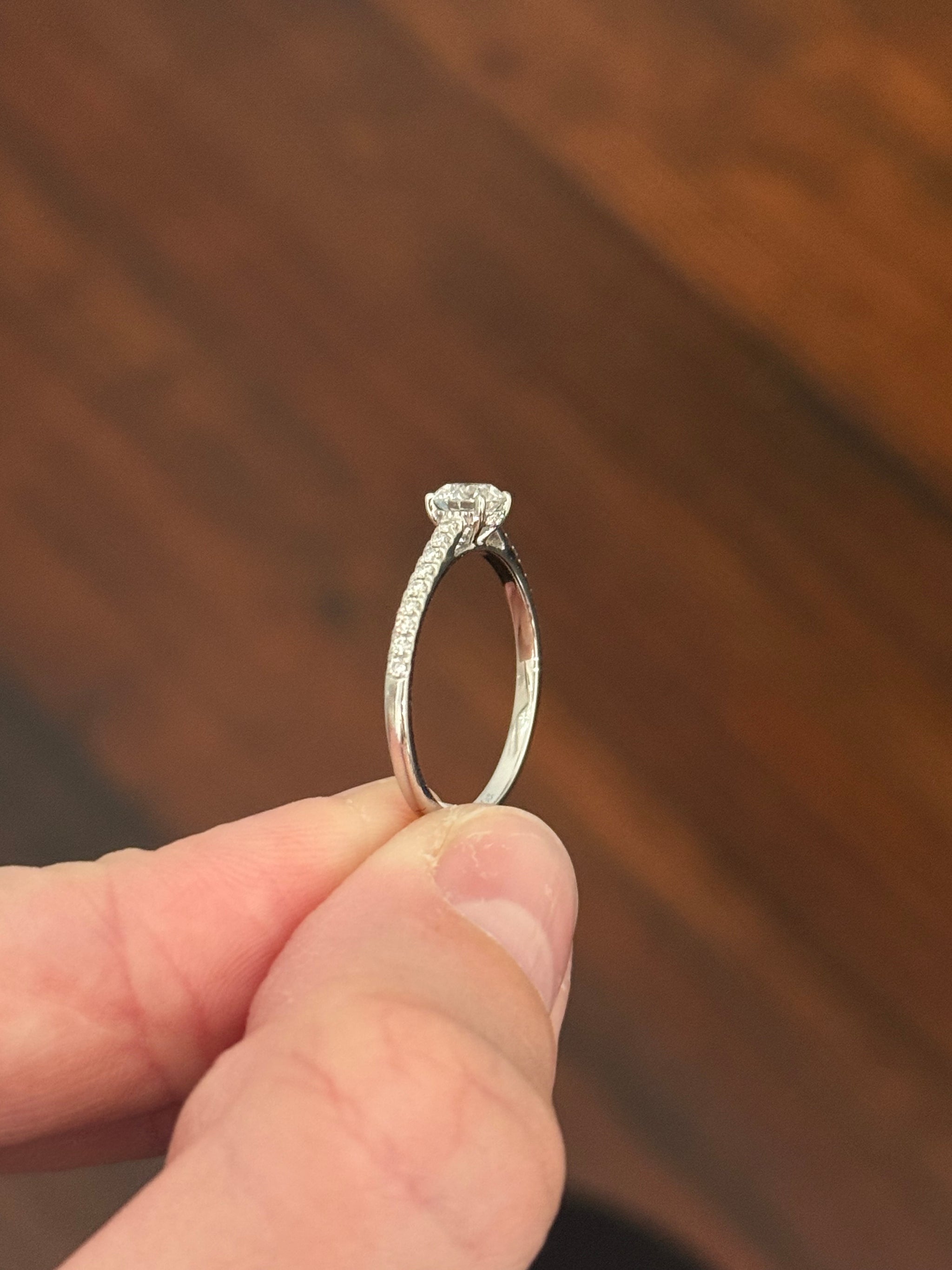 White gold 0.66ct lab diamond ring. Center stone is 0.51cts and measures 4.6mm