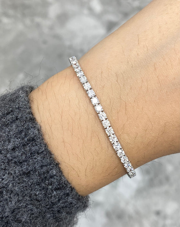 Custom 6.5inch 14k white 3.2mm 4 prong