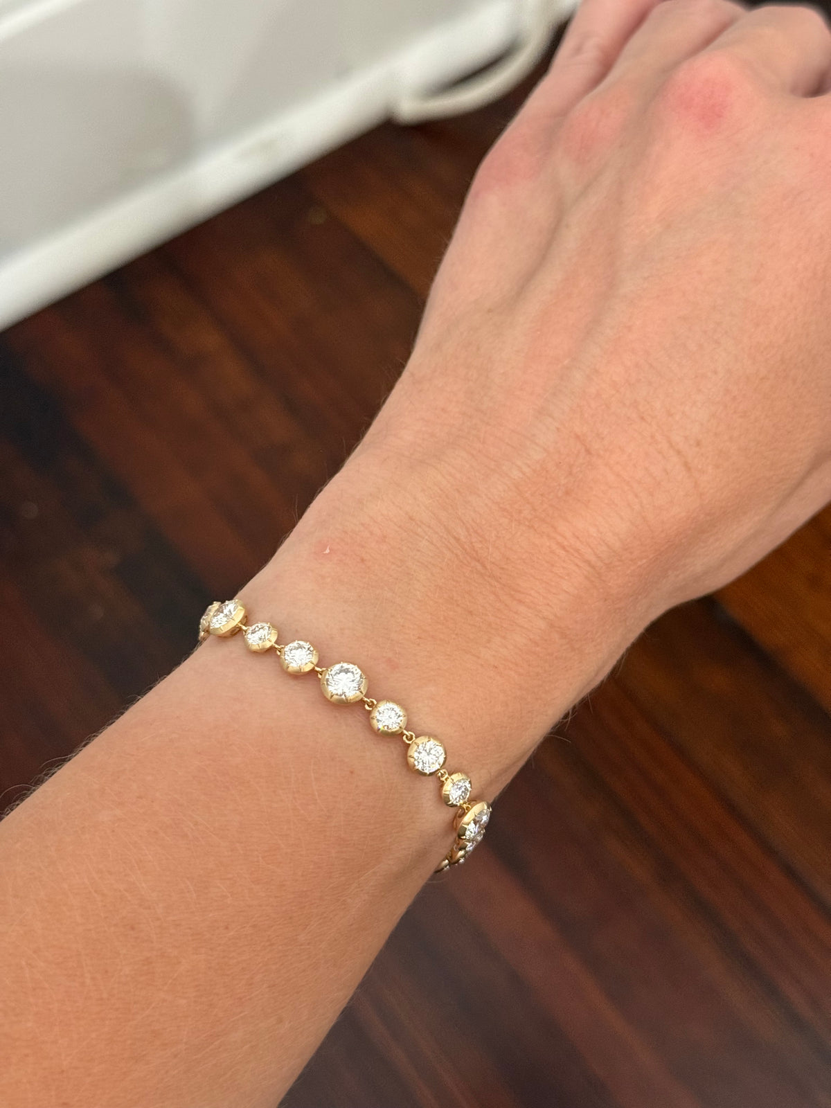 Yellow gold Georgian set 9.56ct lab diamond bracelet