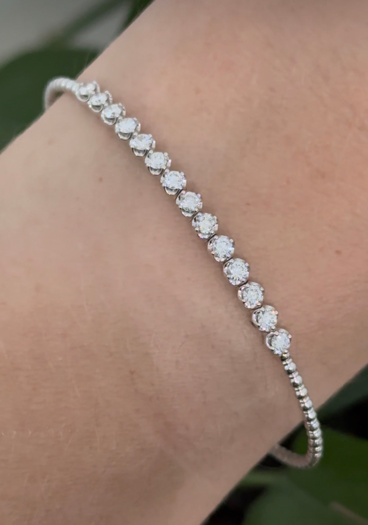 White gold 0.695ct lab diamond flex bracelet