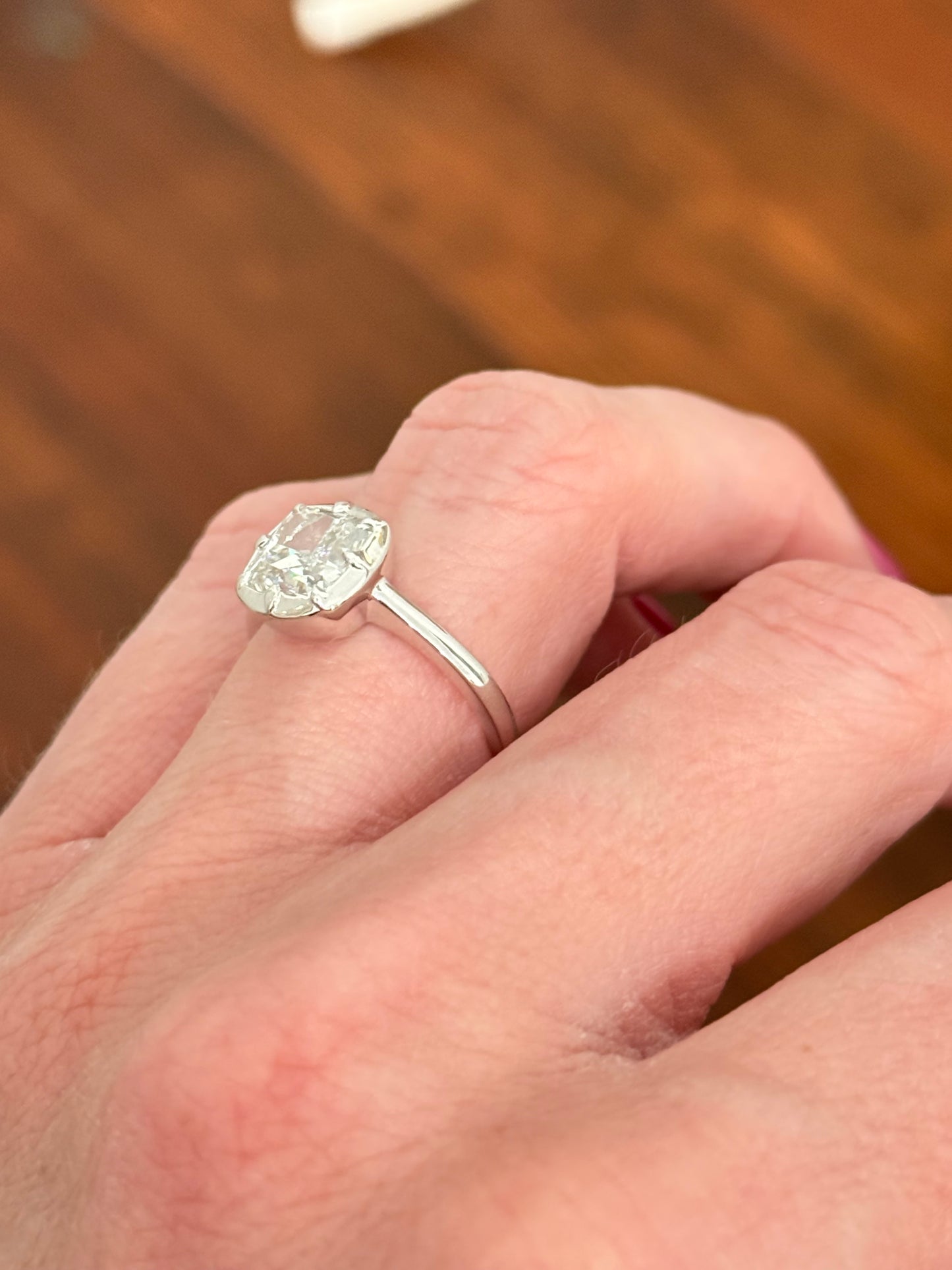 White gold IGI certified 3ct cushion lab diamond ring