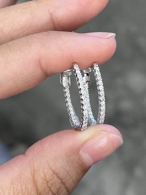 14k 0.50 TCW Yellow and White Gold Hoop Earrings