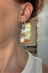 Yellow gold lab diamond oval hoop earrings. Includes IDT certificate.