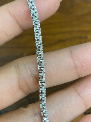 3.92 CT Lab 7 inches 3 Prongs Tennis Bracelet