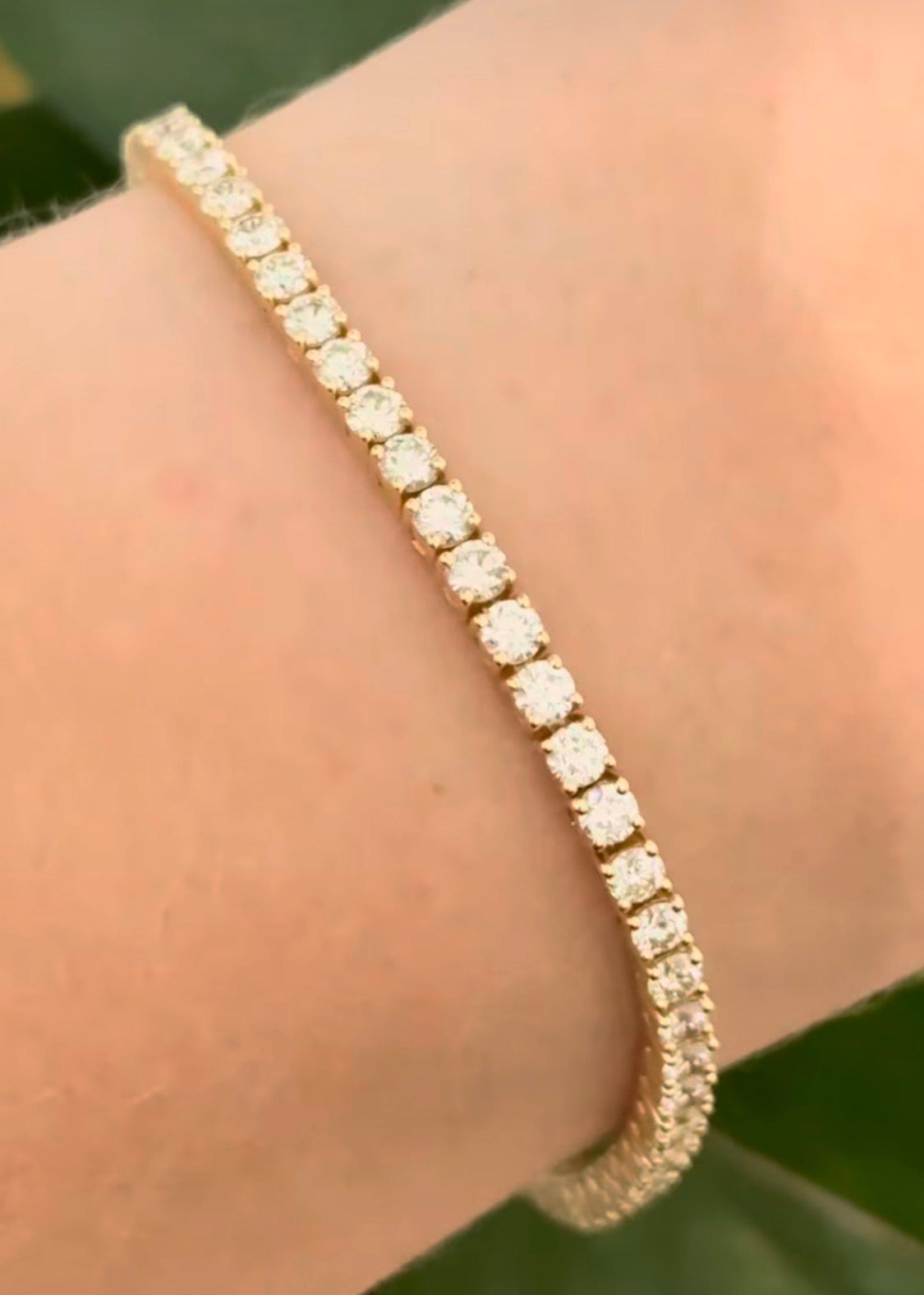 Yellow gold 4 prong 5.02ct natural diamond tennis bracelet