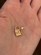 Rose gold natural diamond lock and key pendant