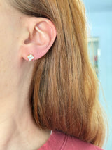 Lab diamond clover stud earrings available in white, yellow and rose gold