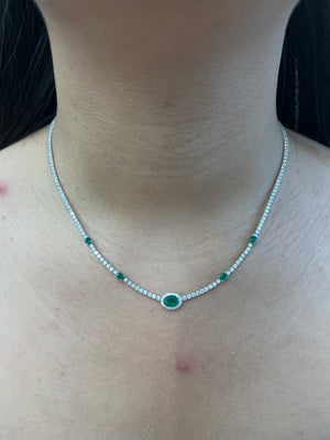14k 6.5 ctw Emerald Diamond Necklace