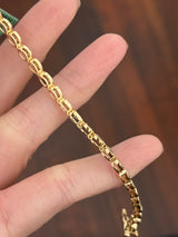 Yellow gold bezel set 3.88ct marquise and pear shape natural diamond bracelet