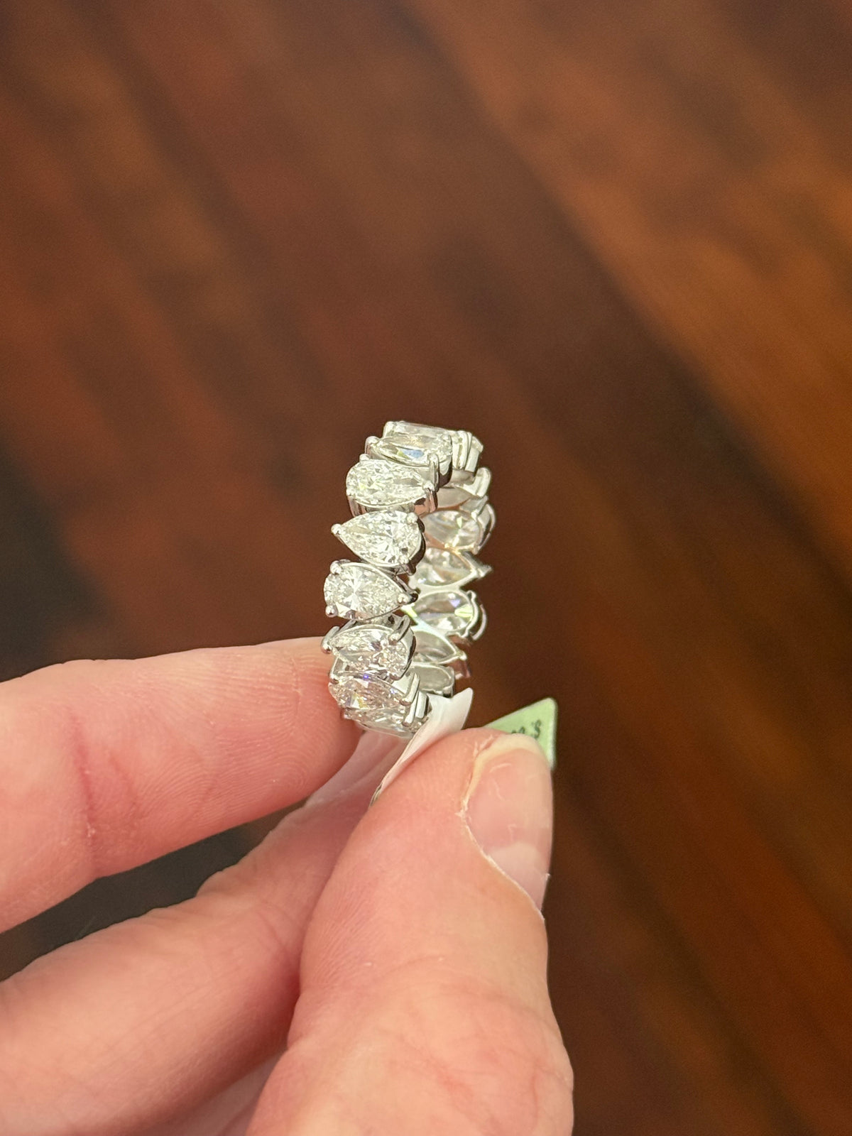 White gold 5.37ct pear shaped eternity band