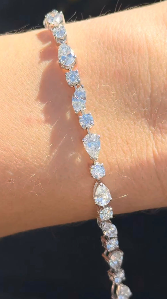 7.90 ct Marquise, Pear shape and round lab diamond tenni bracelet