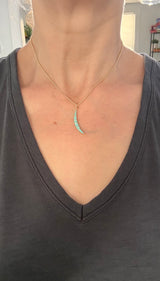 Yellow gold natural diamond and enamel crescent pendants