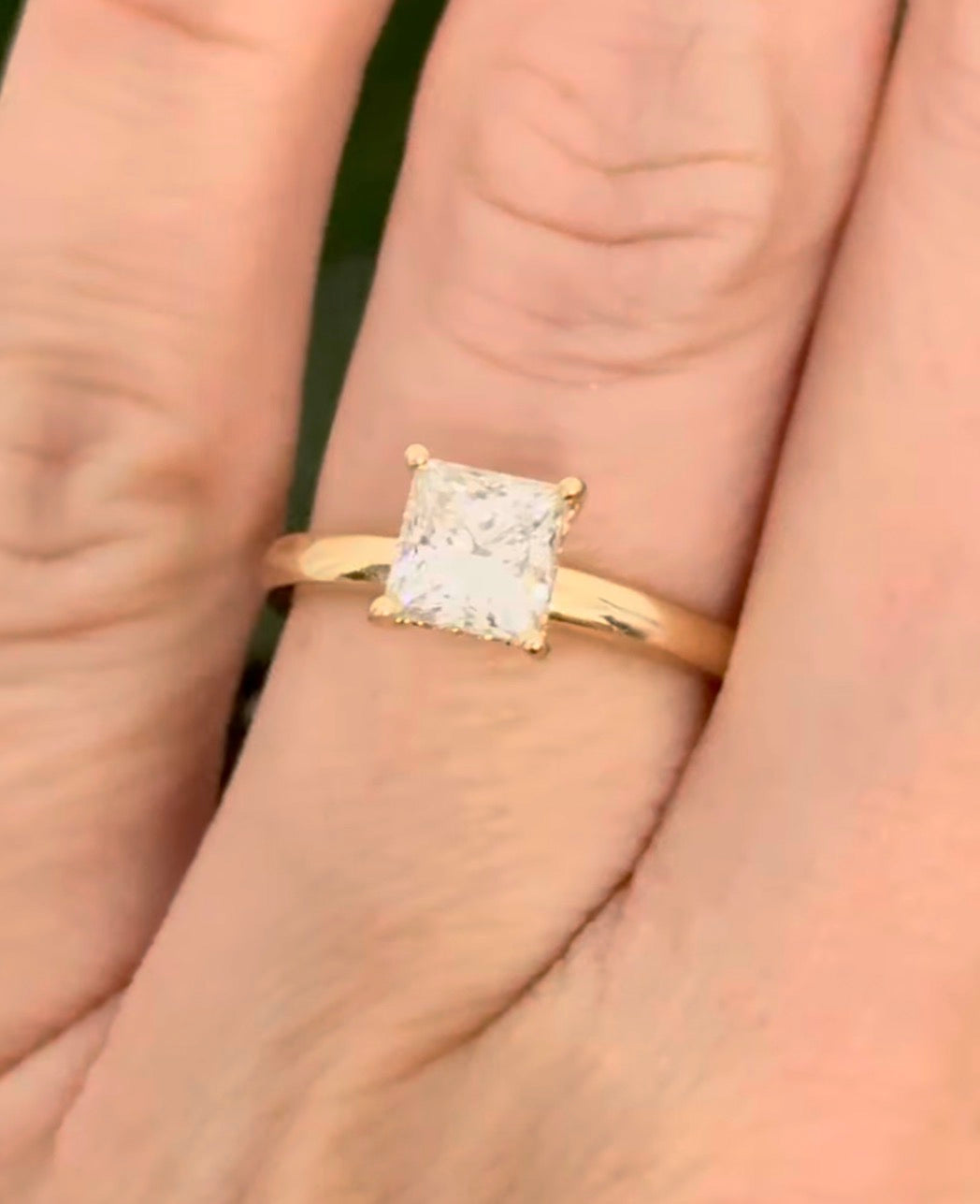 IGI certified princess cut lab diamond ring. Center stone is 1.15cts