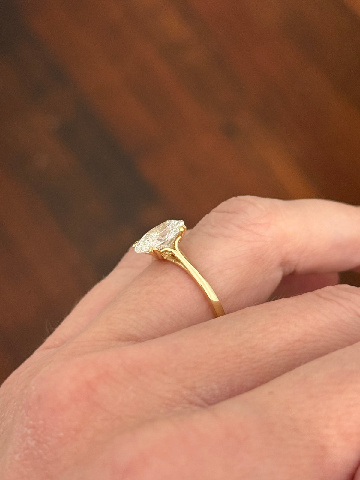 Yellow gold 2.02ct oval lab diamond ring