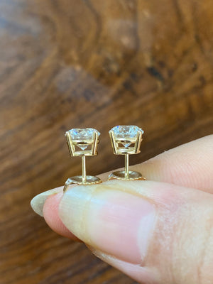 2.08 CT LAB Yellow Gold Studs