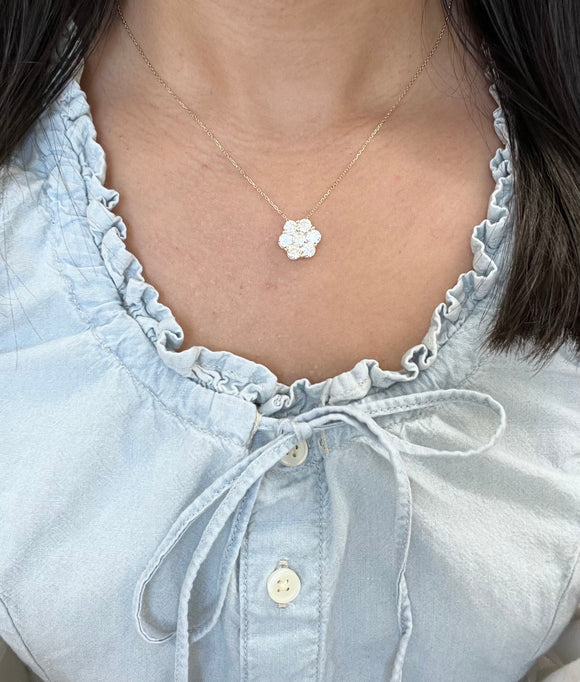 *Premade* 3.17 cttw Lab Diamonds Yellow Flower Pendant