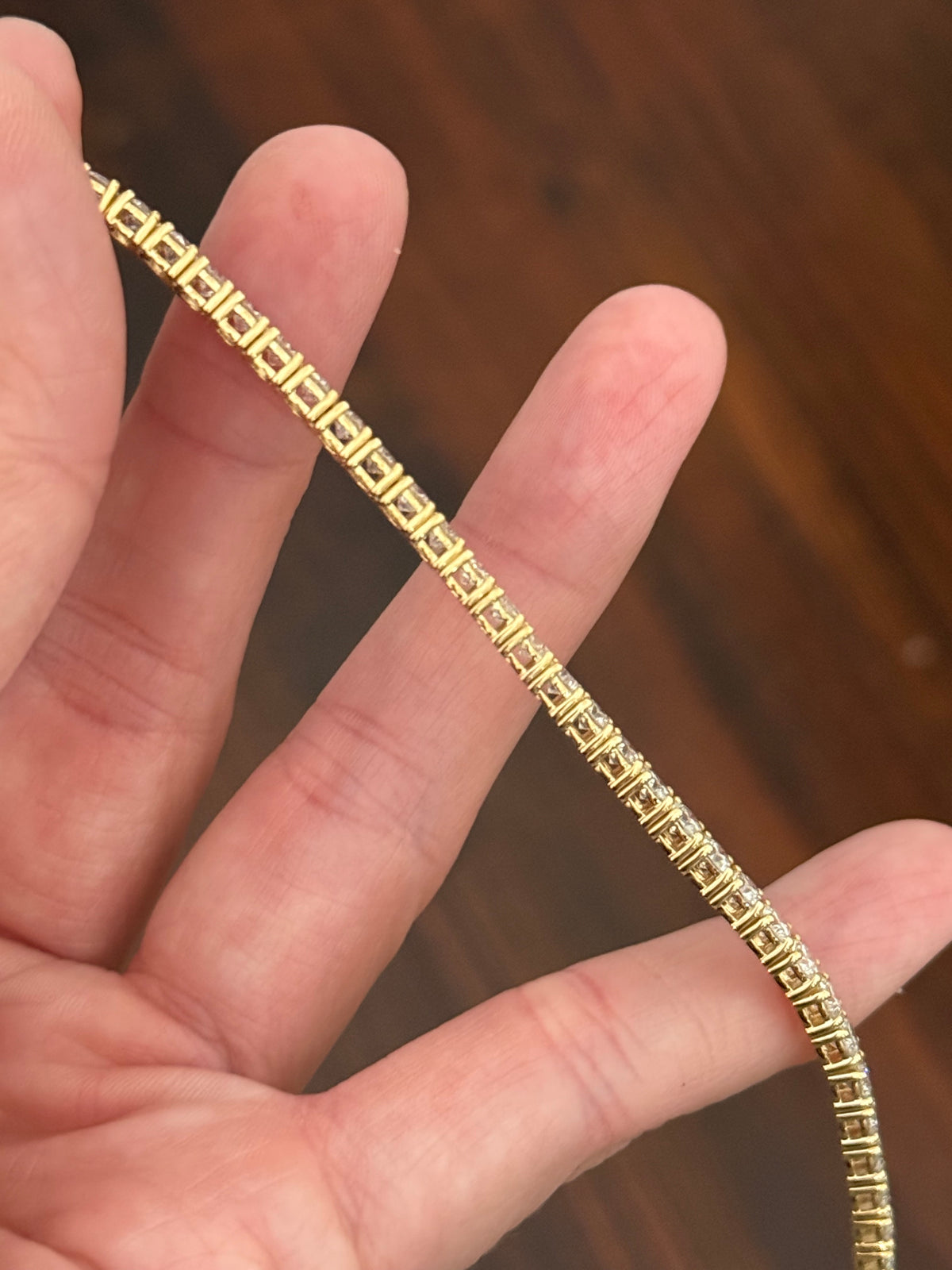 4 prong yellow gold 8.33ct lab diamond tennis bracelet