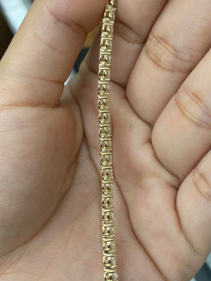 5.41CT Lab Yellow 3 Prongs 7 INCHES TENNIS BRACELET