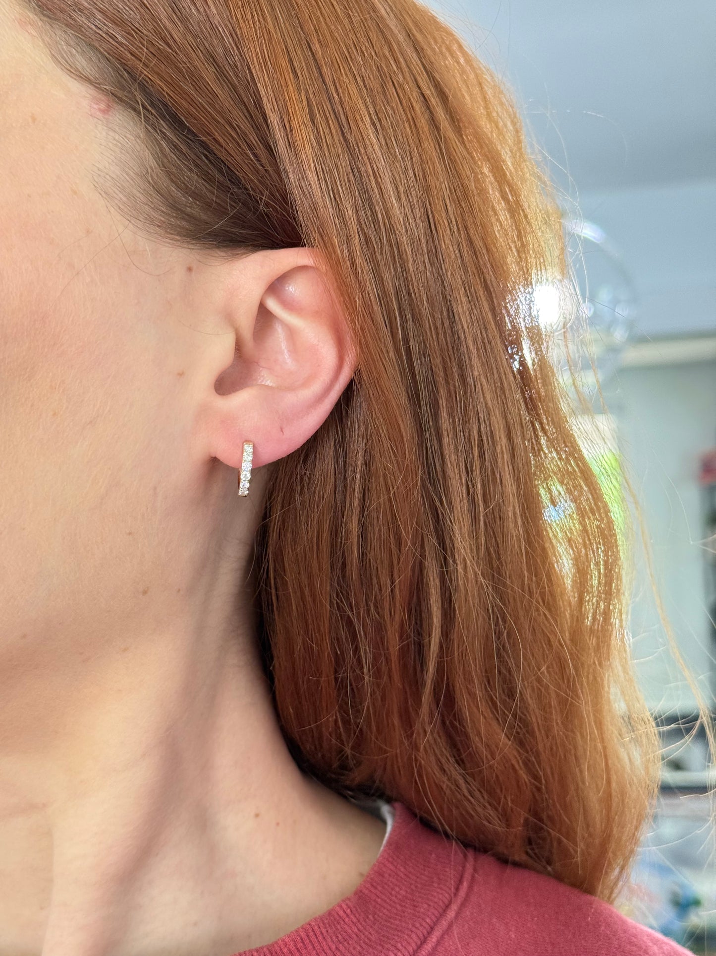 12.8mm yellow gold 0.45ct lab diamond hoop earrings