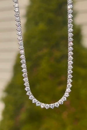 17" 3 prong white gold 13.12ct lab diamond tennis necklace