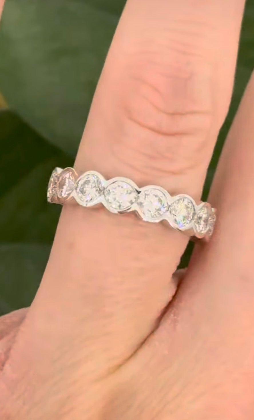 White gold half bezel 2.01ct lab diamond band