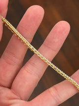 4 prong yellow gold with white gold prongs 7ct lab diamond tennis bracelet