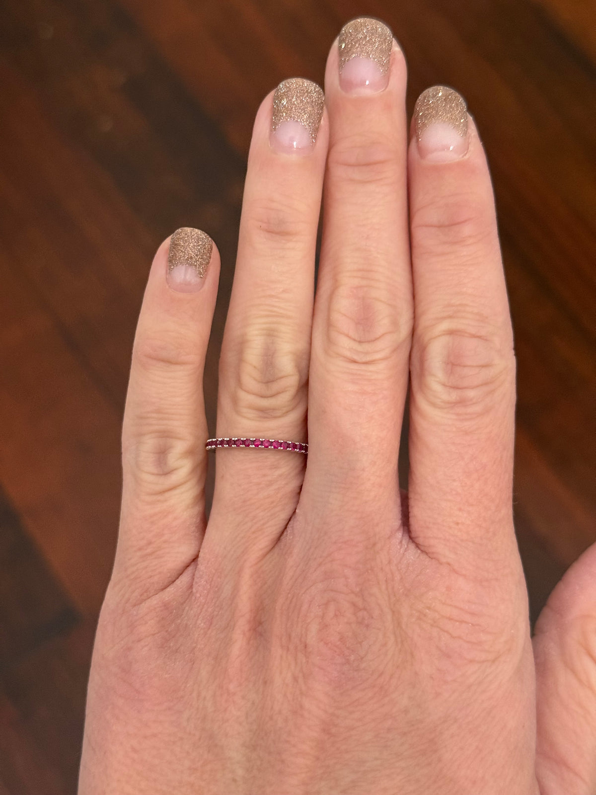 White gold natural ruby band