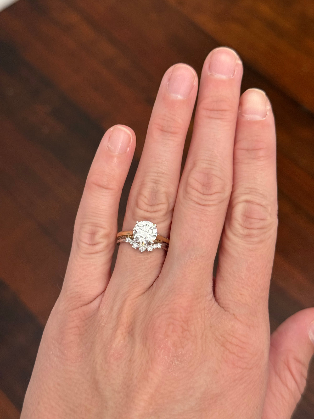 White gold lab diamond curved band