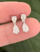 White gold 1.61ct pear shape lab diamond earrings