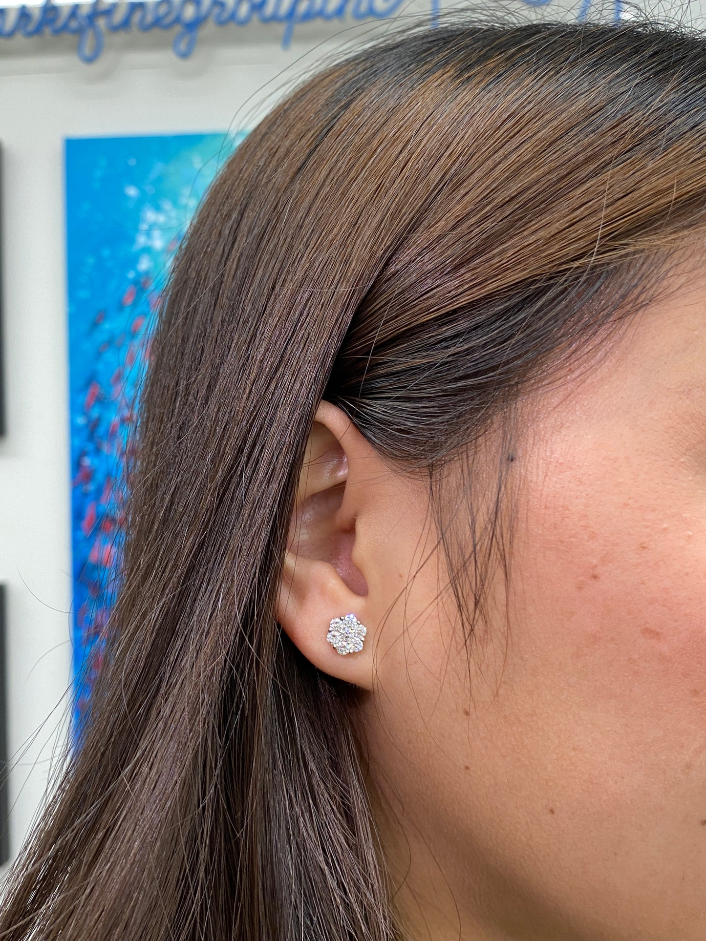 1CT Lab-Grown Diamond Sterling Silver Flower Earrings