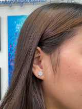 1CT Lab-Grown Diamond Sterling Silver Flower Earrings