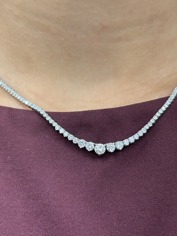 6.20CT LAB 3 PRONGS TENNIS NECKLACE