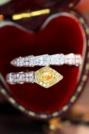 18K White Gold Real Natural Yellow Diamond Ring for Women