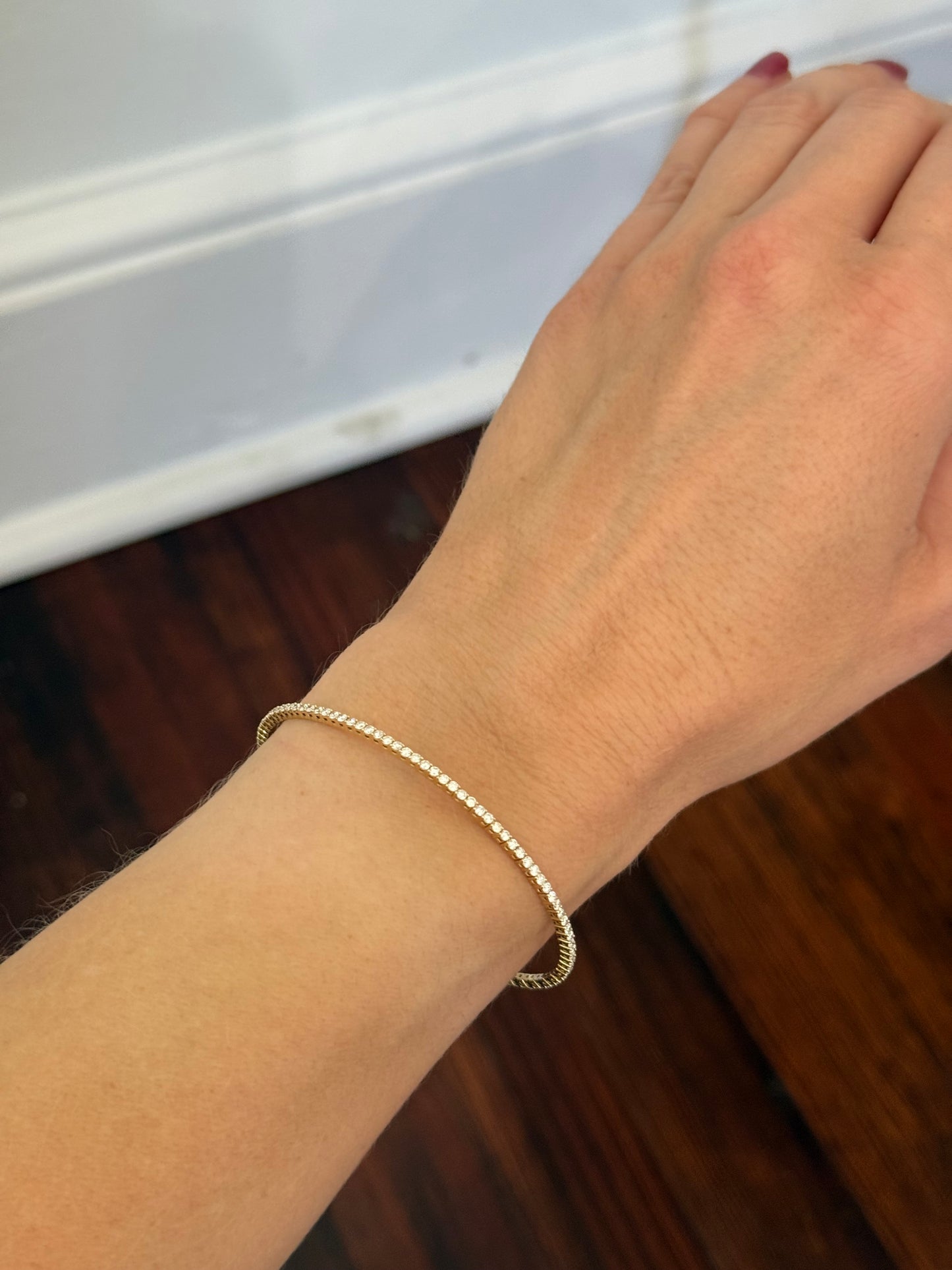 Yellow gold 1.7ct natural diamond flex bracelet