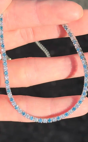 9.49 CT Blue and White Lab Diamonds Tennis Necklace