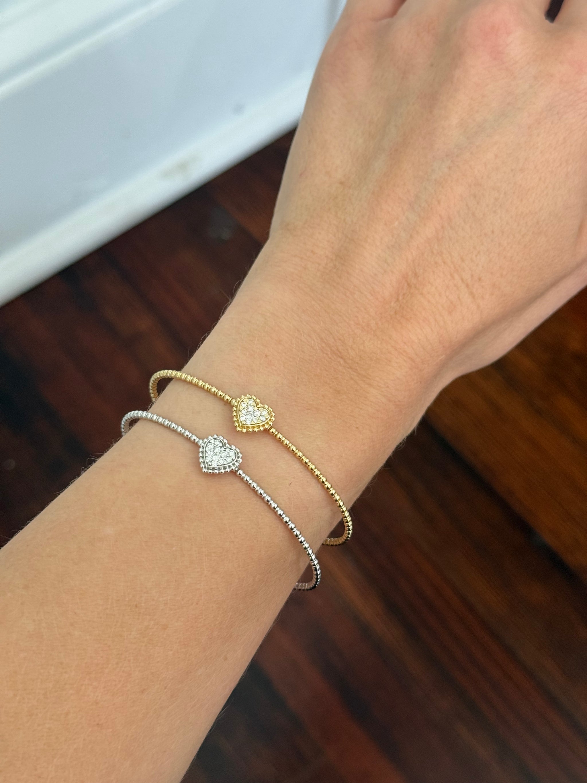 Natural diamond heart flex bracelet