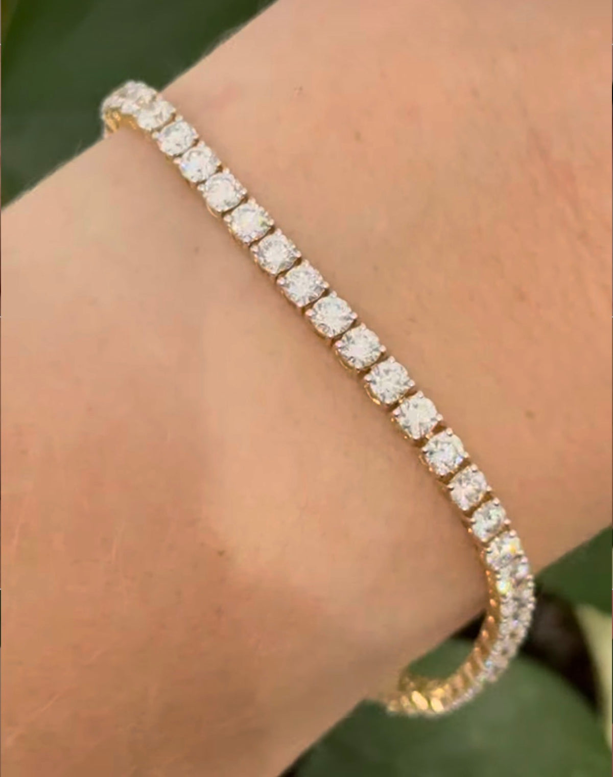 4 prong yellow gold with white gold prongs 7ct lab diamond tennis bracelet