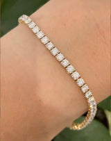 4 prong yellow gold with white gold prongs 7ct lab diamond tennis bracelet