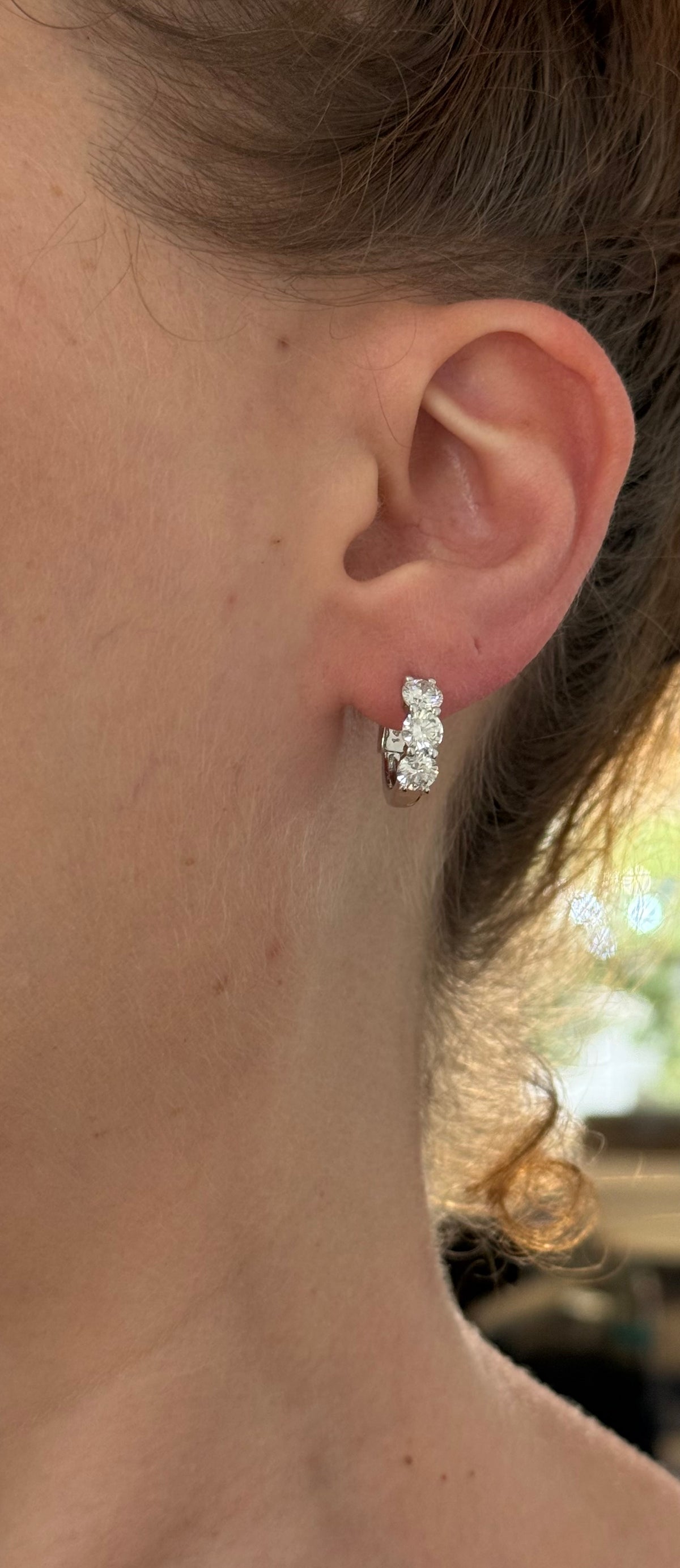 14.9mm white gold 2.6ct lab diamond hoop earrings