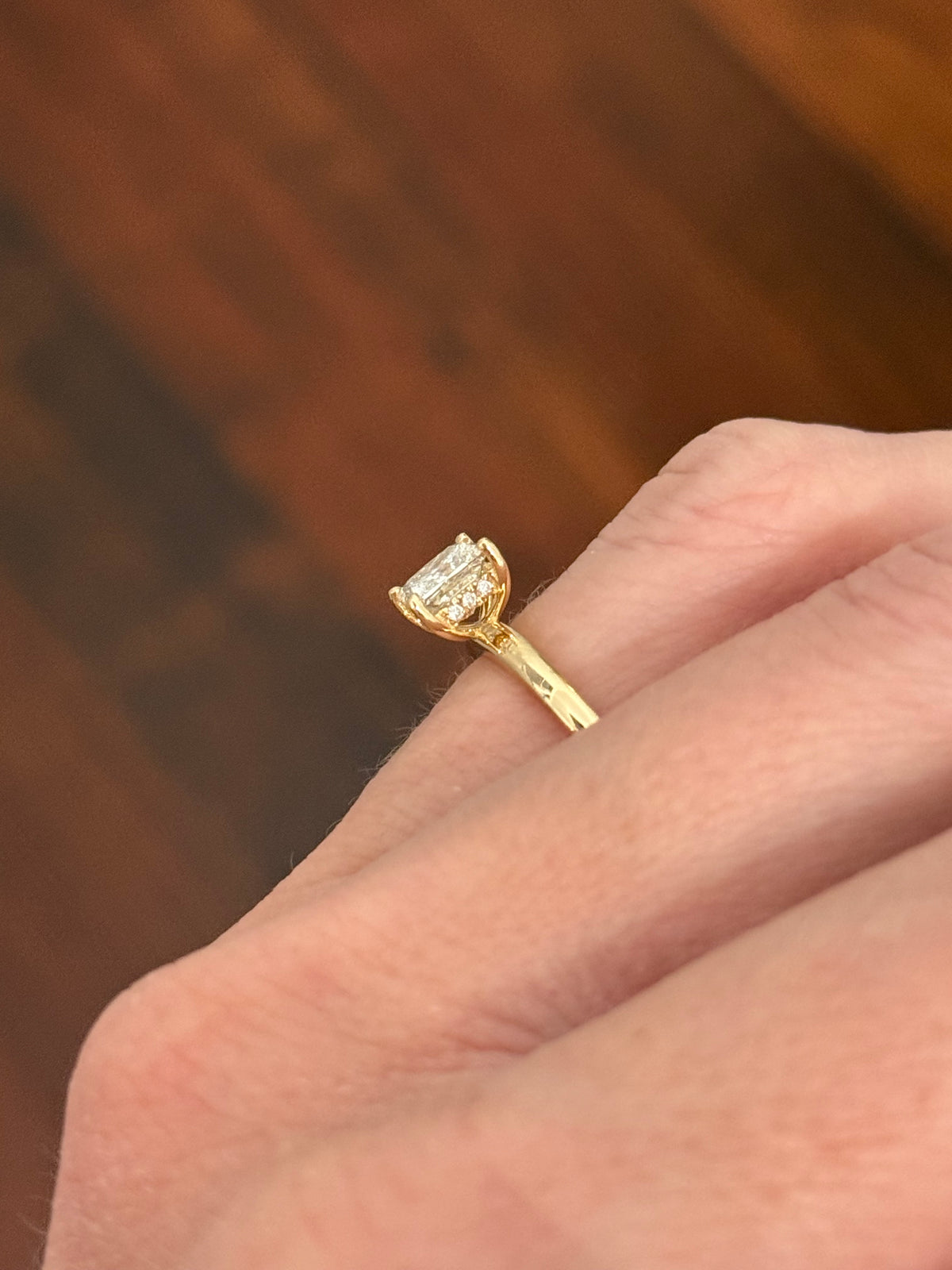IGI certified princess cut lab diamond ring. Center stone is 1.15cts