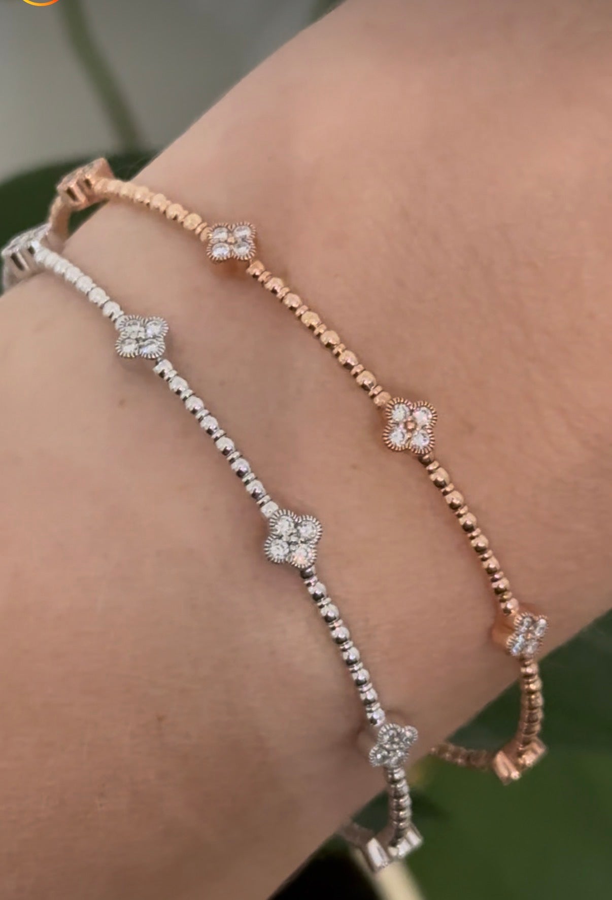 Lab diamond 0.33ct lab diamond clover flex bracelets available in rose and white gold