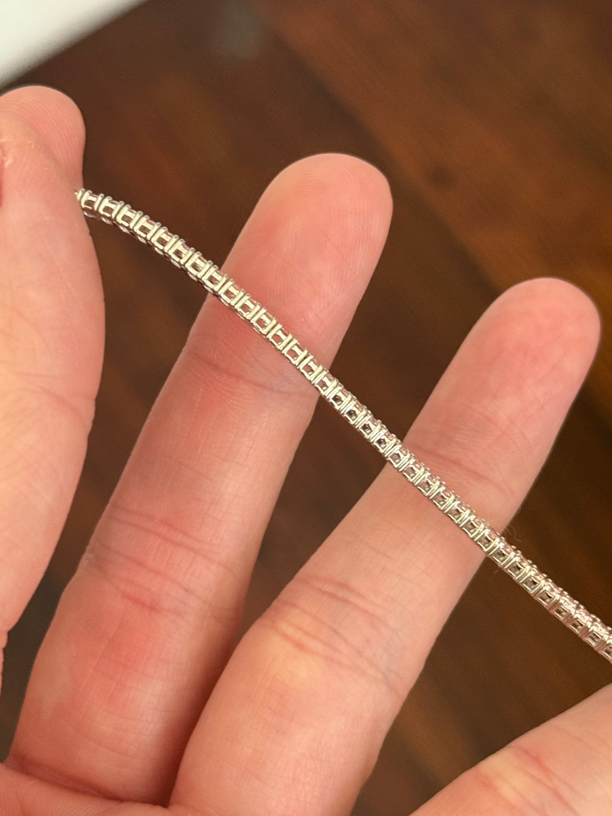 4 prong white gold 2.85ct pink lab diamond tennis bracelet