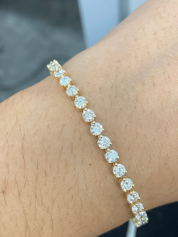 6.62 CT LAB 3 PRONGS YELLOW TENNIS BRACELET