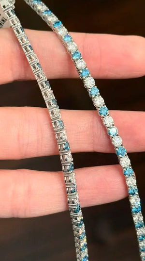 16.67 ct Blue and White Lab Diamonds Tennis Necklace